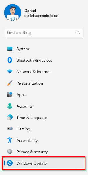 This image shows the Windows 11 settings app